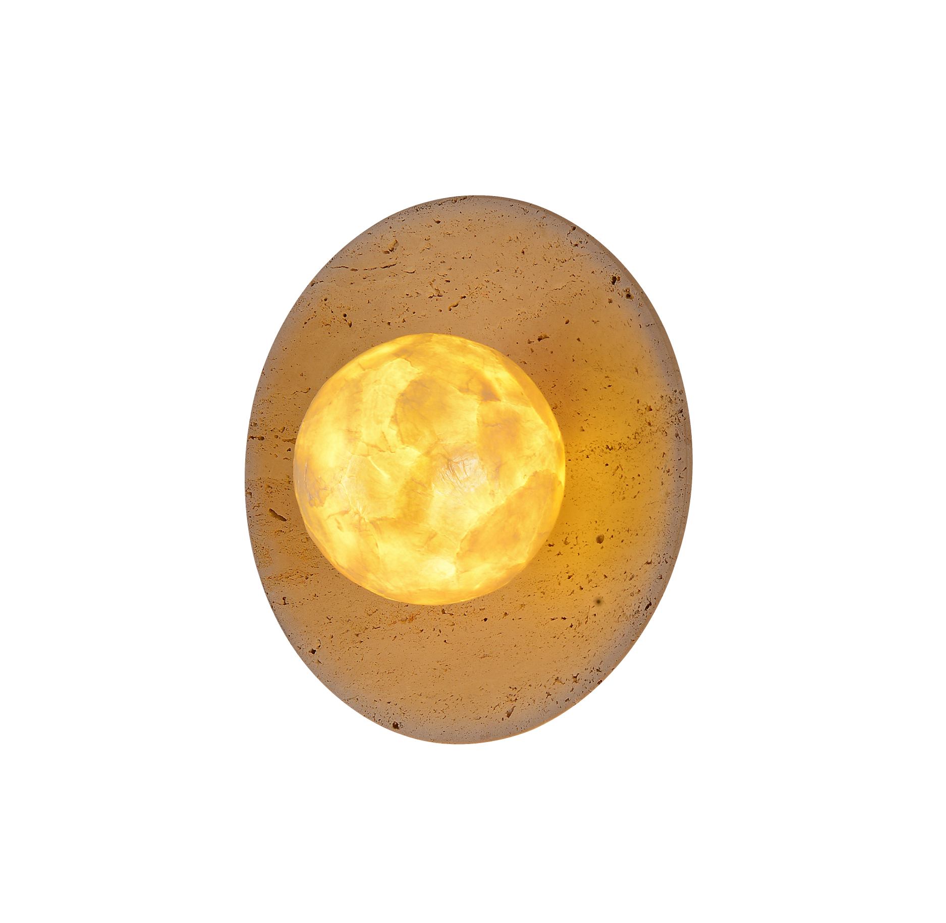 Oválná přírodní travertinová základna Shell Shade Nástěnná lampa