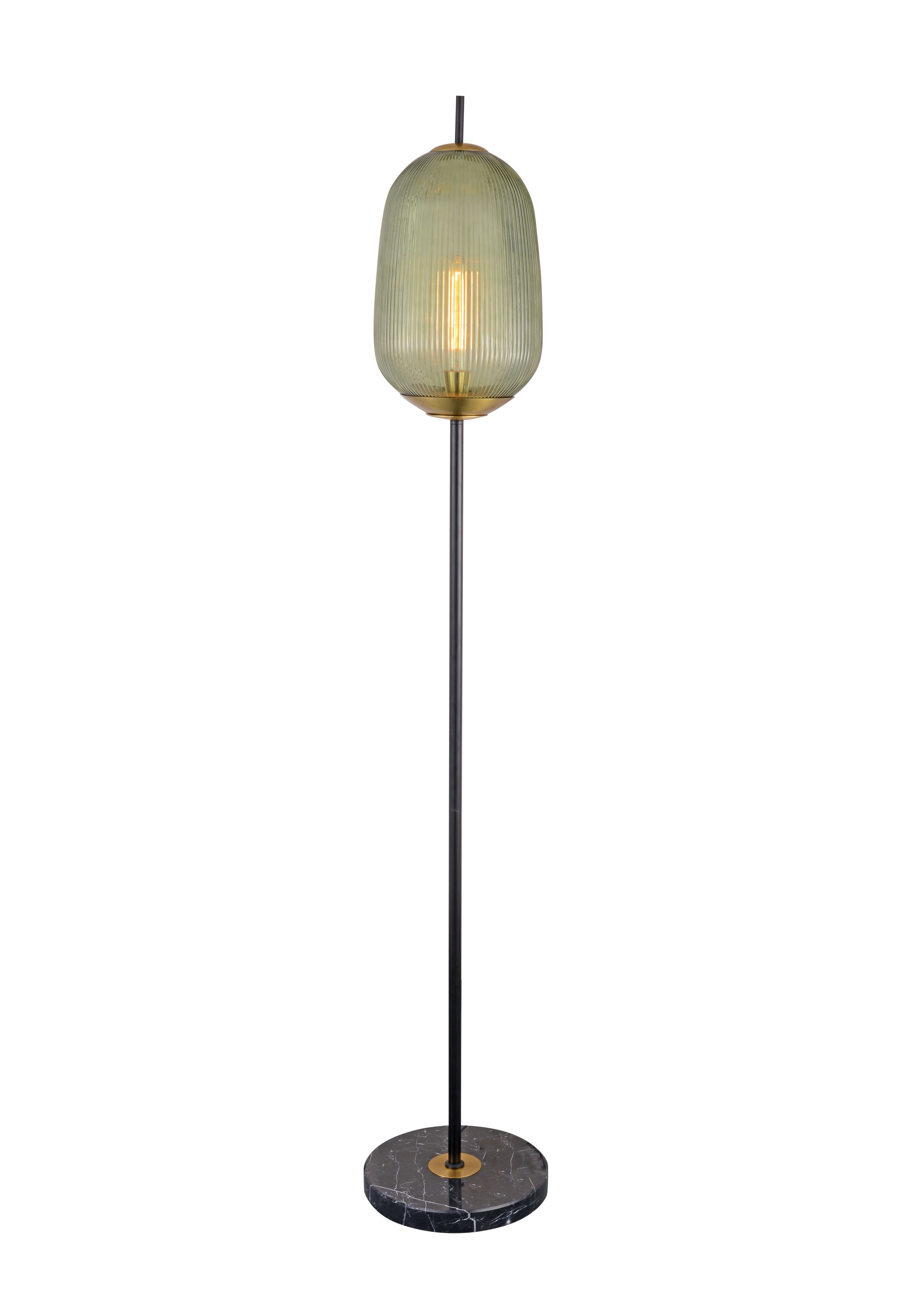 Mramorová stojací lampa ze zeleného žebrovaného skla